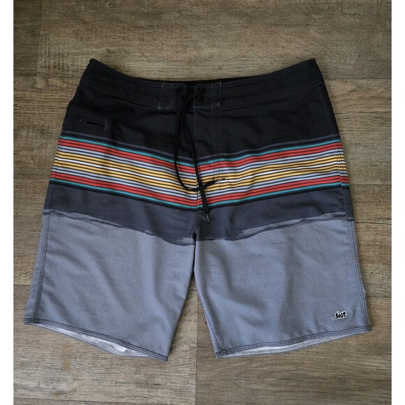 LOST Enterprises Striped Board Shorts Swim Trunks Size 34 - Picture 1 of 6